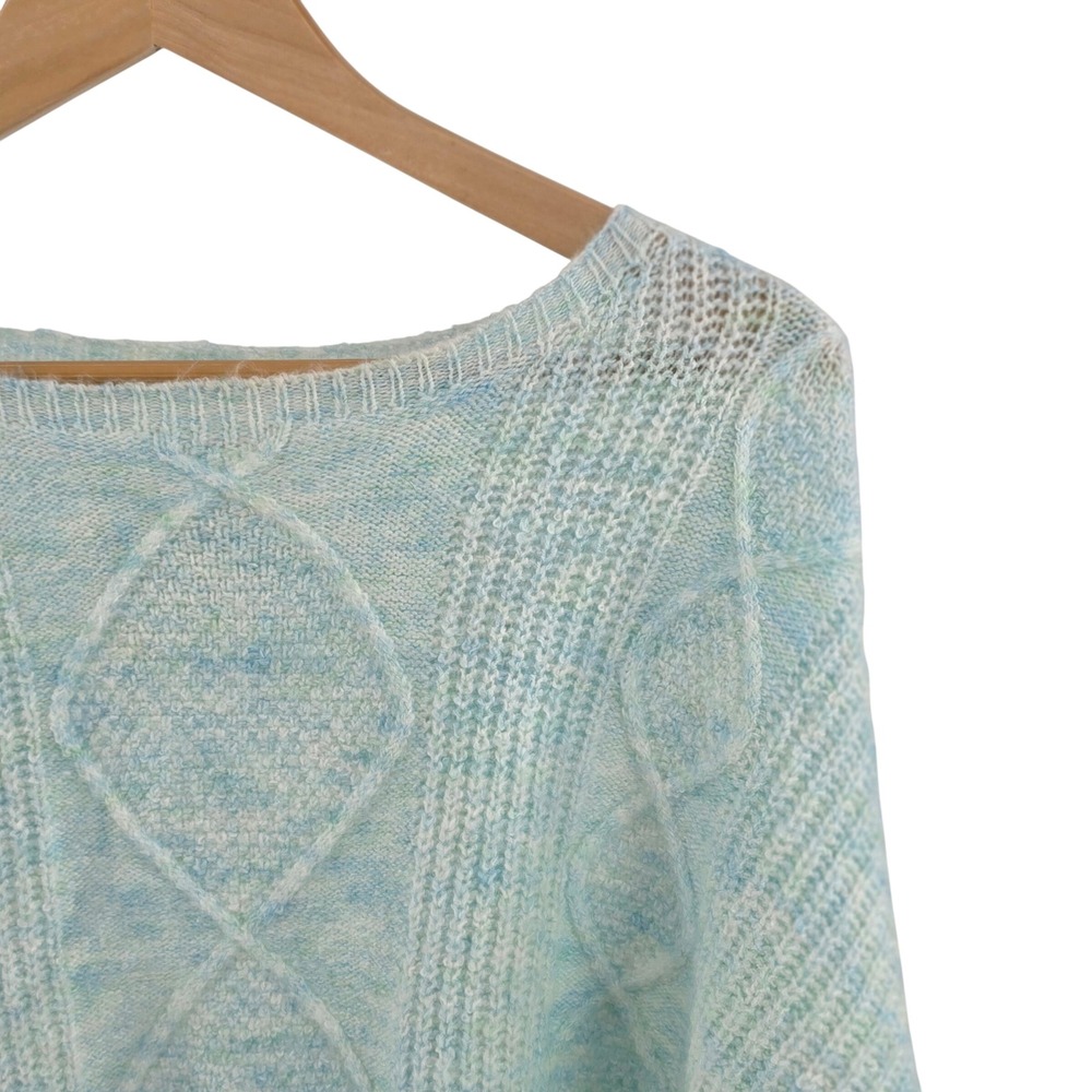 Shein Blue‎ Cable Knit Pullover Sweater Womens Small Crew Neck